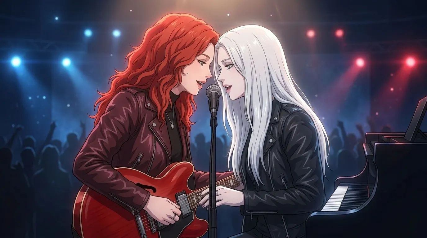Ruby and Elin face to face at the microphone